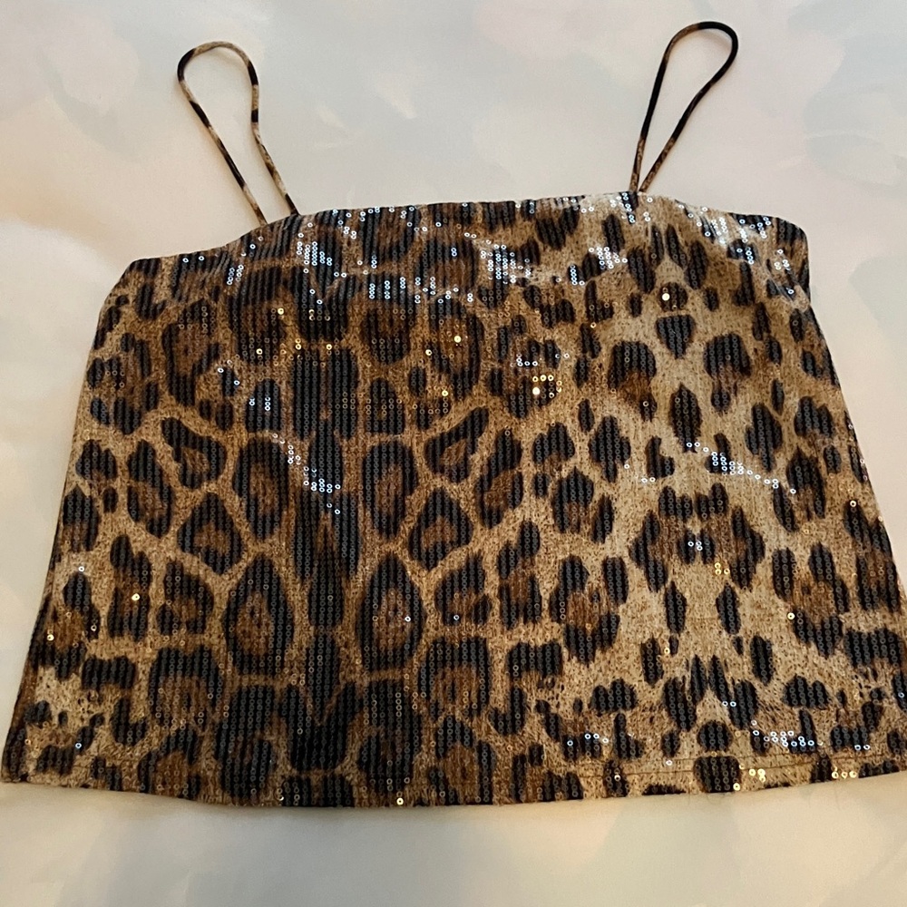 Forever 21 Sequin Leopard Crop Top